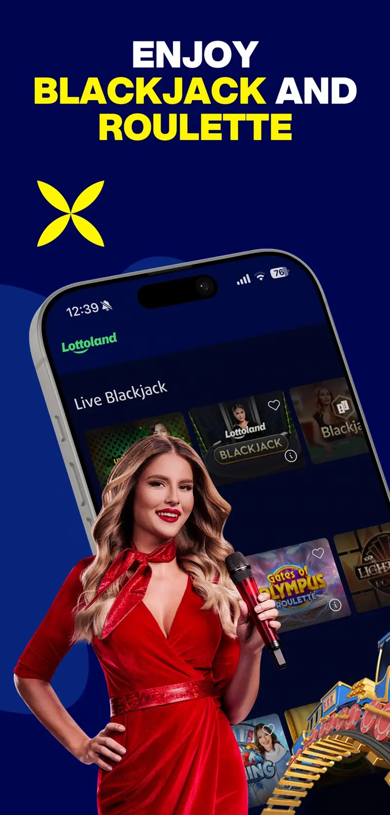 Live blackjack and roulette in the Lottoland app