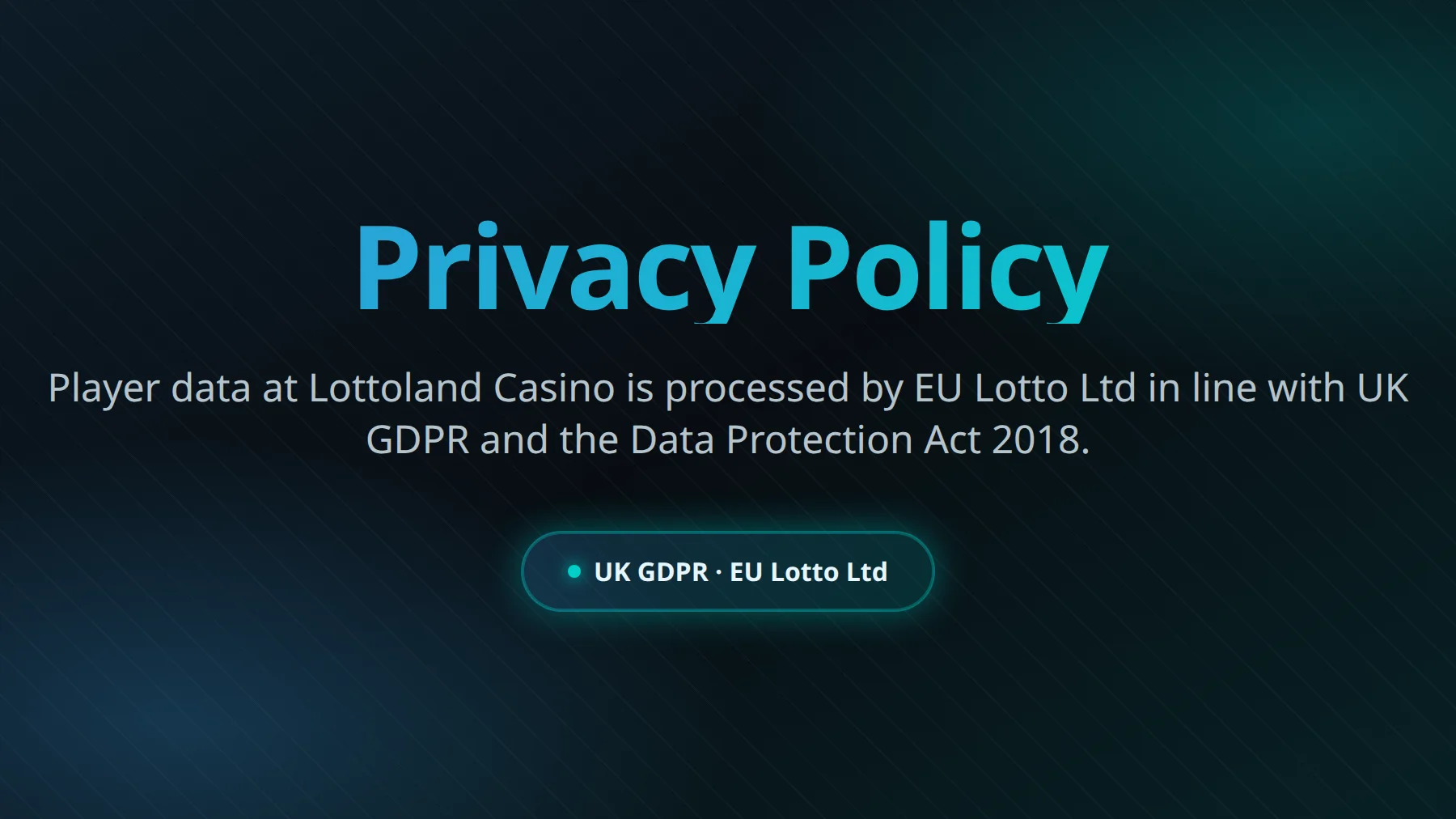 Lotto land casino UK privacy policy and data protection overview